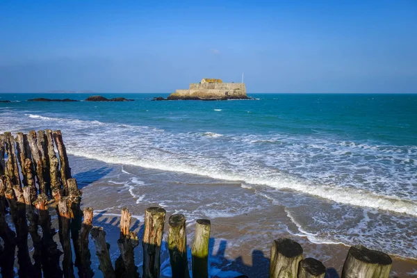 Saint Malo Kustlandskap Och Fästning Bretagne Frankrike — Stockfoto