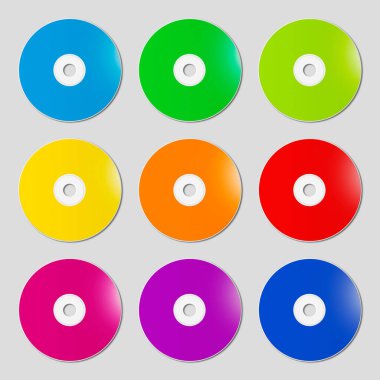 Renkli gökkuşağı CD - Gri arkaplan üzerinde izole DVD aralığı - tasviri