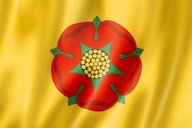 Lancashire İlçesi bayrağı, Birleşik Krallık bayrak koleksiyonu. 3B illüstrasyon