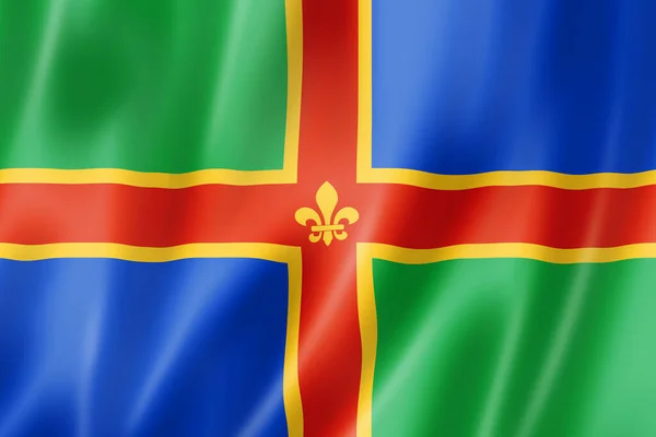 リンカーンシャー郡旗 イギリスのバナーコレクションを振って 3Dイラスト — ストック写真