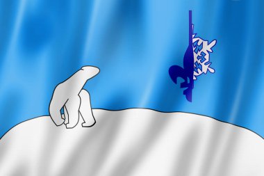 NWT etnik bayrağında Fransızca, Amerika. 3B illüstrasyon