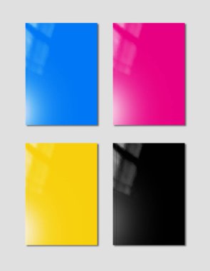 CMYK booklet covers set isolated on grey background - mockup illustration