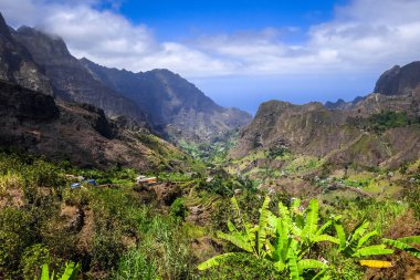 Santo Antao adasındaki Paul Valley manzarası, Cape Verde, Afrika