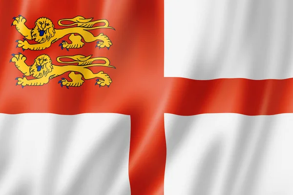 Σημαία Νήσου Σάρκ Ηνωμένο Βασίλειο Κυματίζει Συλλογή Banner Απεικόνιση — Φωτογραφία Αρχείου