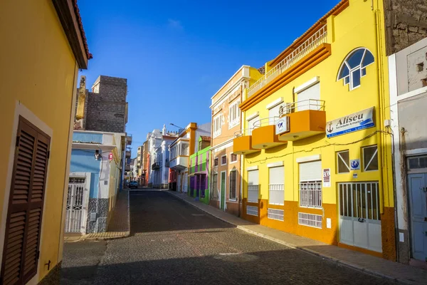 Mindelo Cape Verde August 2018 Colorful Houses City Streets Sao — Stock Photo, Image