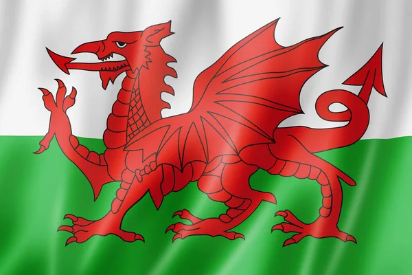 Wales Flag Velká Británie Mává Transparentní Sbírkou Ilustrace — Stock fotografie