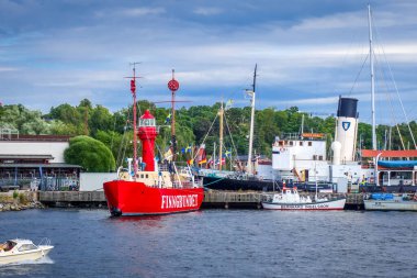 Stockholm / İsveç - 1 Ağustos 2017 - Boats City Rıhtımı