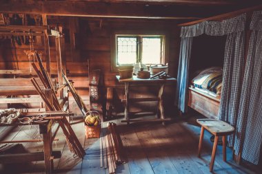 Stockholm / İsveç - 30 Temmuz 2017 - Skansen 'deki geleneksel kır evi