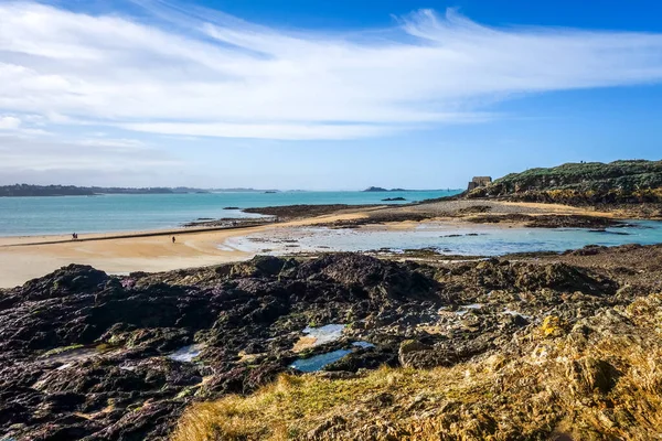 Stranden Saint Malo Och Havsutsikt Bretagne Frankrike — Stockfoto
