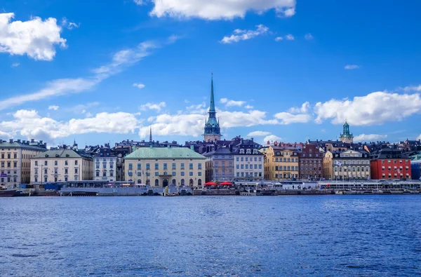 Gamla Stan manzarası Stockholm, İsveç 'te panoramik manzara