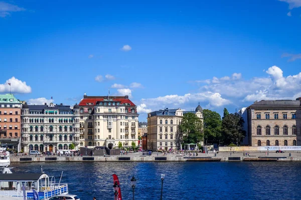 Стокгольм Швеция Июля 2017 Gamla Stan Cityscape Pier — стоковое фото