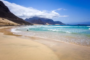 Sao Vicente Adası 'ndaki Baia das Gatas plajı, Cape Verde, Afrika