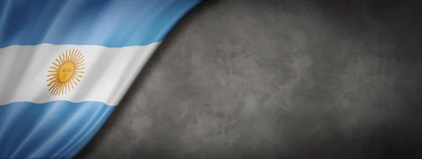 Argentina Flag Concrete Wall Horizontal Panoramic Banner Illustration — Stock Photo, Image