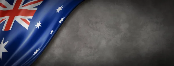 Australia Flag Concrete Wall Horizontal Panoramic Banner Illustration — Stock Photo, Image