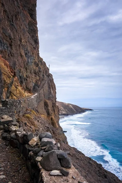 Falaises Vue Sur Océan Depuis Sentier Côtier Île Santo Antao — Photo