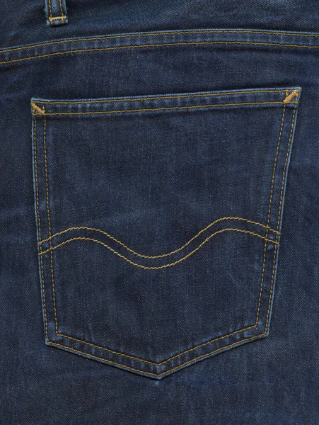 蓝色斜纹棉裤口袋纹理背景 — 图库照片