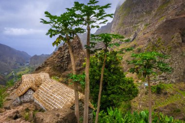 Paul Valley 'deki geleneksel evler, Santo Antao Adası, Cape Verde, Afrika