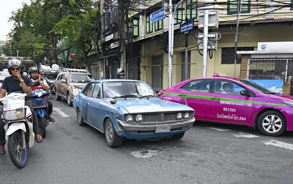 Bangkok Thailand January 2017 Rua Bangkok Tráfego Vida Urbana Neste — Fotografia de Stock