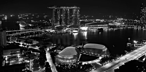 Сінгапур Січень 2014 Skyline Сучасні Хмарочоси Ділового Району Марина Бей — стокове фото