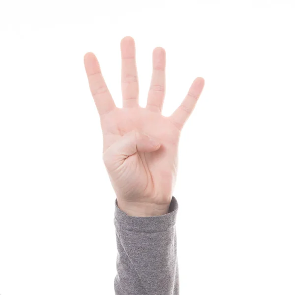 Signe de comptage main quatre doigts isolé — Photo