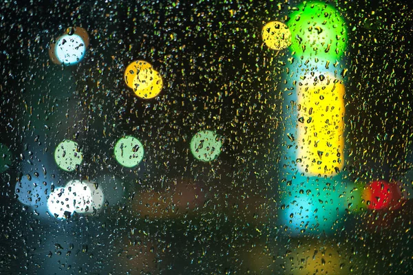 Gotas Congeladas Vidrio Después Lluvia — Foto de Stock