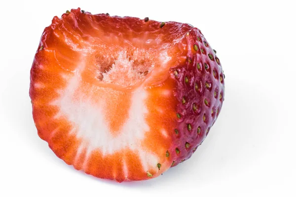 Strawberry with bite marks. — Stock Photo, Image