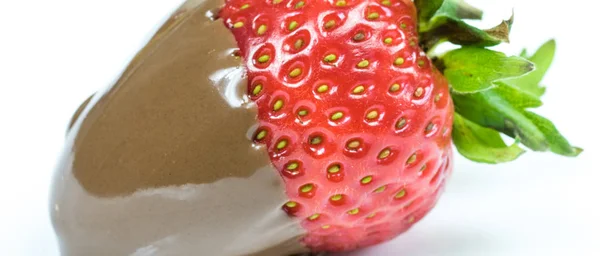 Erdbeere in Schokolade auf weißem Hintergrund — Stockfoto