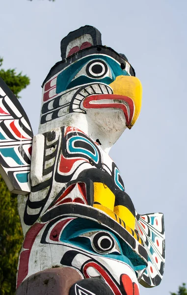 Indigenous people totem pole representing unique culture of the First nations