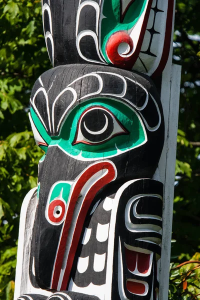 Indigenous people totem pole representing unique culture of the First nations