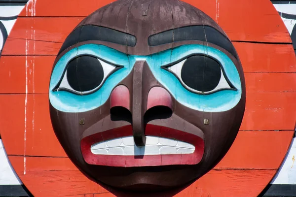 Indigenous people totem pole representing unique culture of the First nations