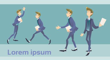 Acele iş adamı kümesi yürüyüş 