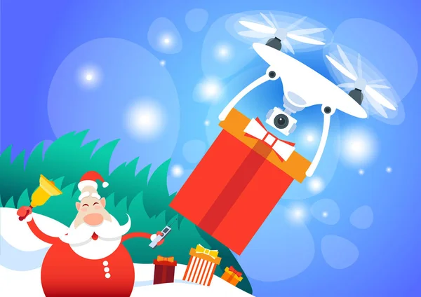 Papai Noel Drone Presente —  Vetores de Stock