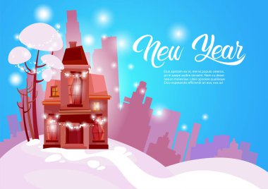 Karlı ev Noel afiş