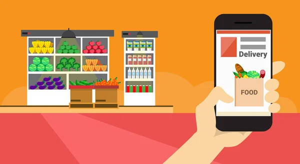 Banner de entrega de alimentos online — Vetor de Stock