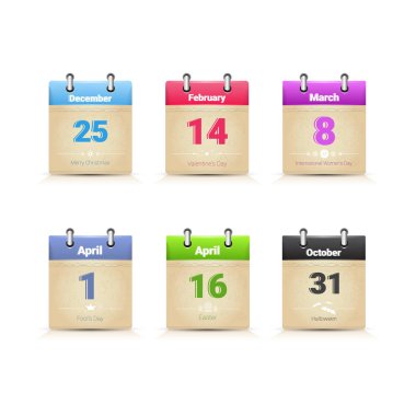 Takvim veri sayfaları koleksiyonu