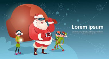 Noel Baba ve yeşil Elf grubu 