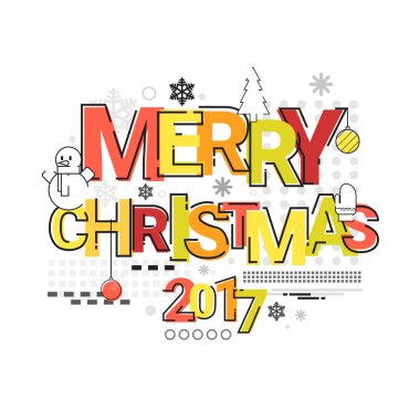 Merry Christmas mutlu yeni yıl basit satır afiş kartı anahat eskiz