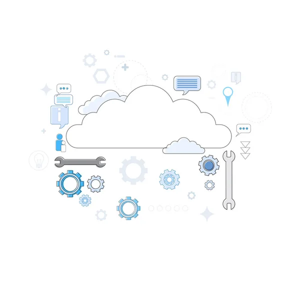 Base de datos almacenamiento servicios Web Banner delgada línea de la tecnología de la computación en nube — Vector de stock