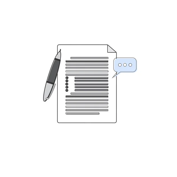 Feuille de papier Document Contrat Signe Stylo Web Icône Ligne mince — Image vectorielle
