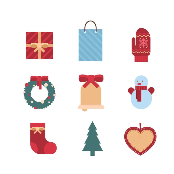 Joyeux Noël et bonne année Décoration Set Toys Collection — Image vectorielle