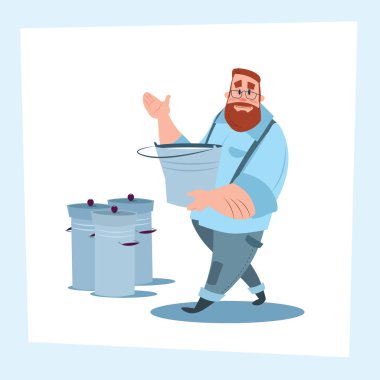 Sütçü çiftçi tutun süt kova Eko tarım kavramı