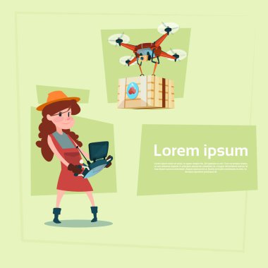 Çiftçi küçük kız satmak sebze organik pazar dron teslim