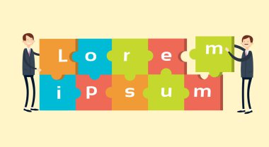 İki iş Man maç bulmaca parçaları, ekip çalışması başarı