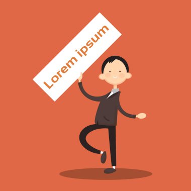 Beyaz tahta, tabela, bir boş kopya alanı gösterilen ile işadamı