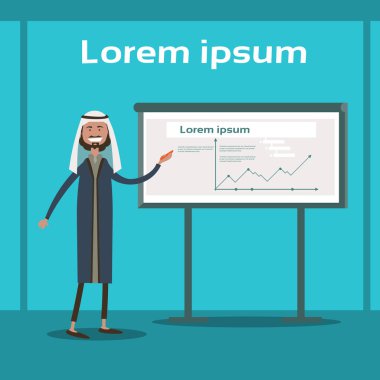 Arap iş adam sunu Flip Chart finans, Arapça işadamı eğitim Konferansı