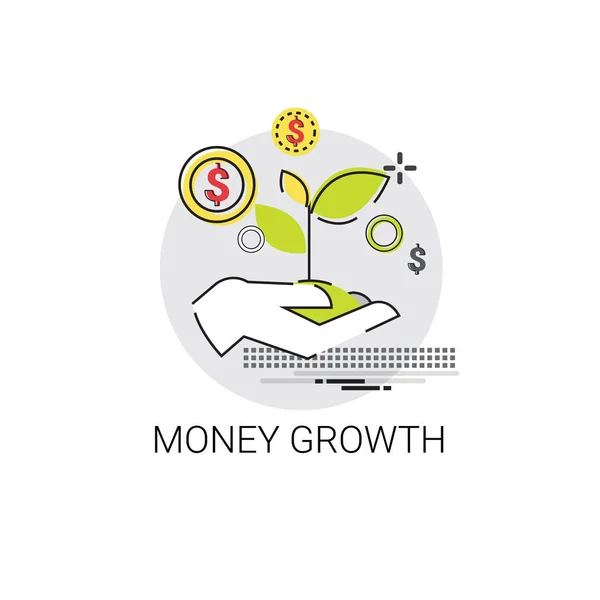 Hand Hold Coin Money Tree Crescimento Financeiro —  Vetores de Stock