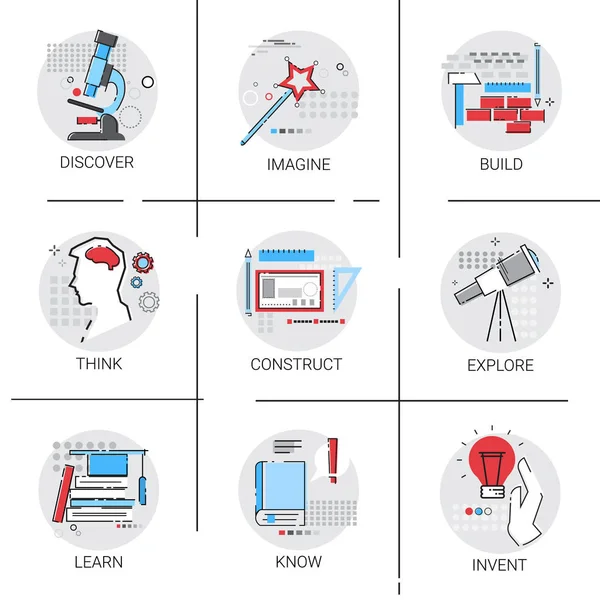 Construire Construire Explorer de nouvelles idées Inspiration Processus créatif Icône d'affaires — Image vectorielle