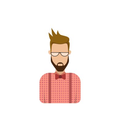 Profil simgesi erkek Avatar adam, Hipster karikatür Guy sakal portre, rahat kişi siluet yüz