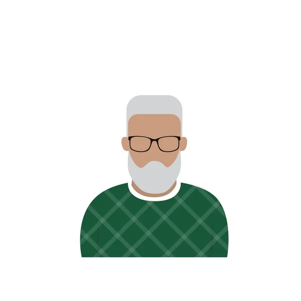 Perfil Icono Hombre Avatar, Hipster Caricatura Guy Barba Retrato, Casual Persona Silueta Cara — Vector de stock