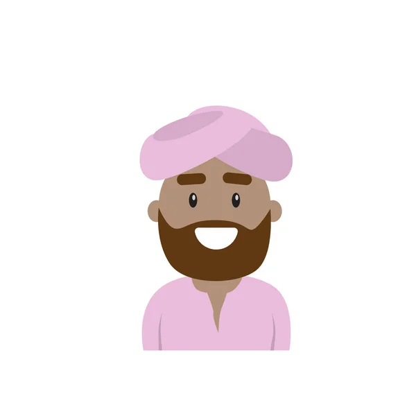 Árabe Perfil Ícone Masculino Avatar Man, Muslim Cartoon Guy Portrait — Vetor de Stock